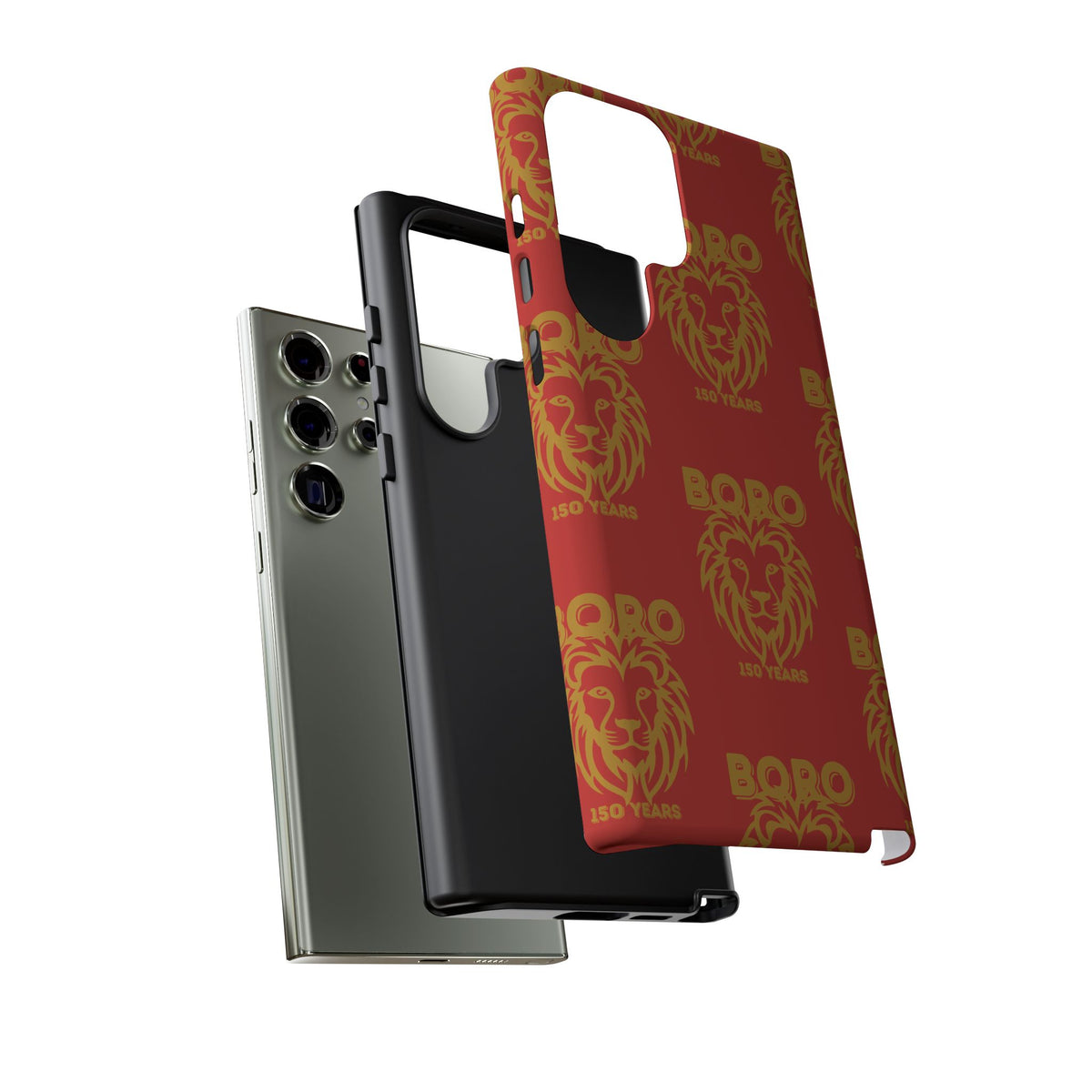 BORO Gold on red Lion Head Phone Case — Red 150 years Pattern Protective Case