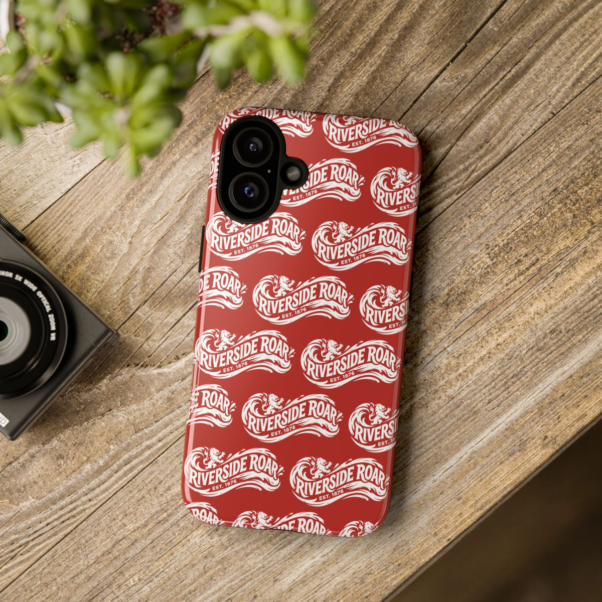 Riverside Roar Patterned Tough Case (White on Red) iPhone & Samsung