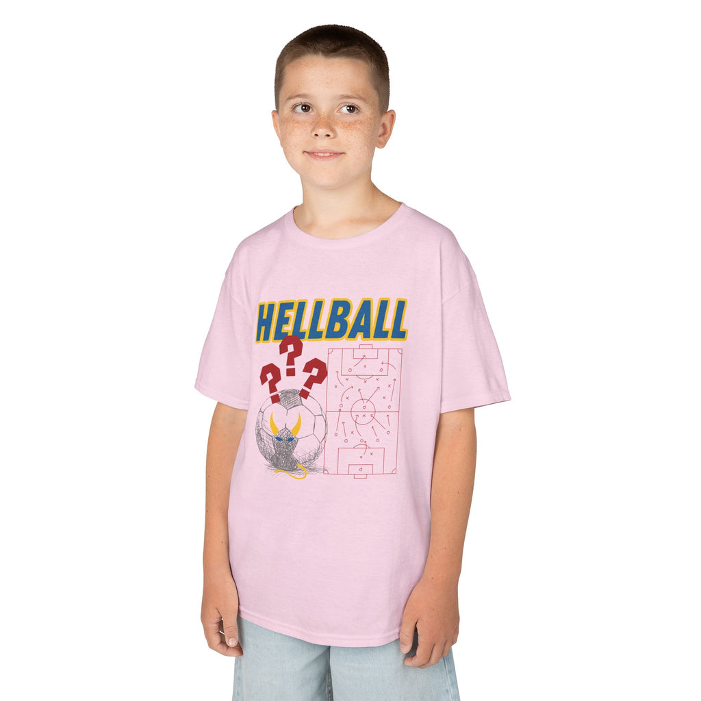 Kids T‑Shirt — "HELLBALL" Graphic Tee with Demon Ball and Game Plan