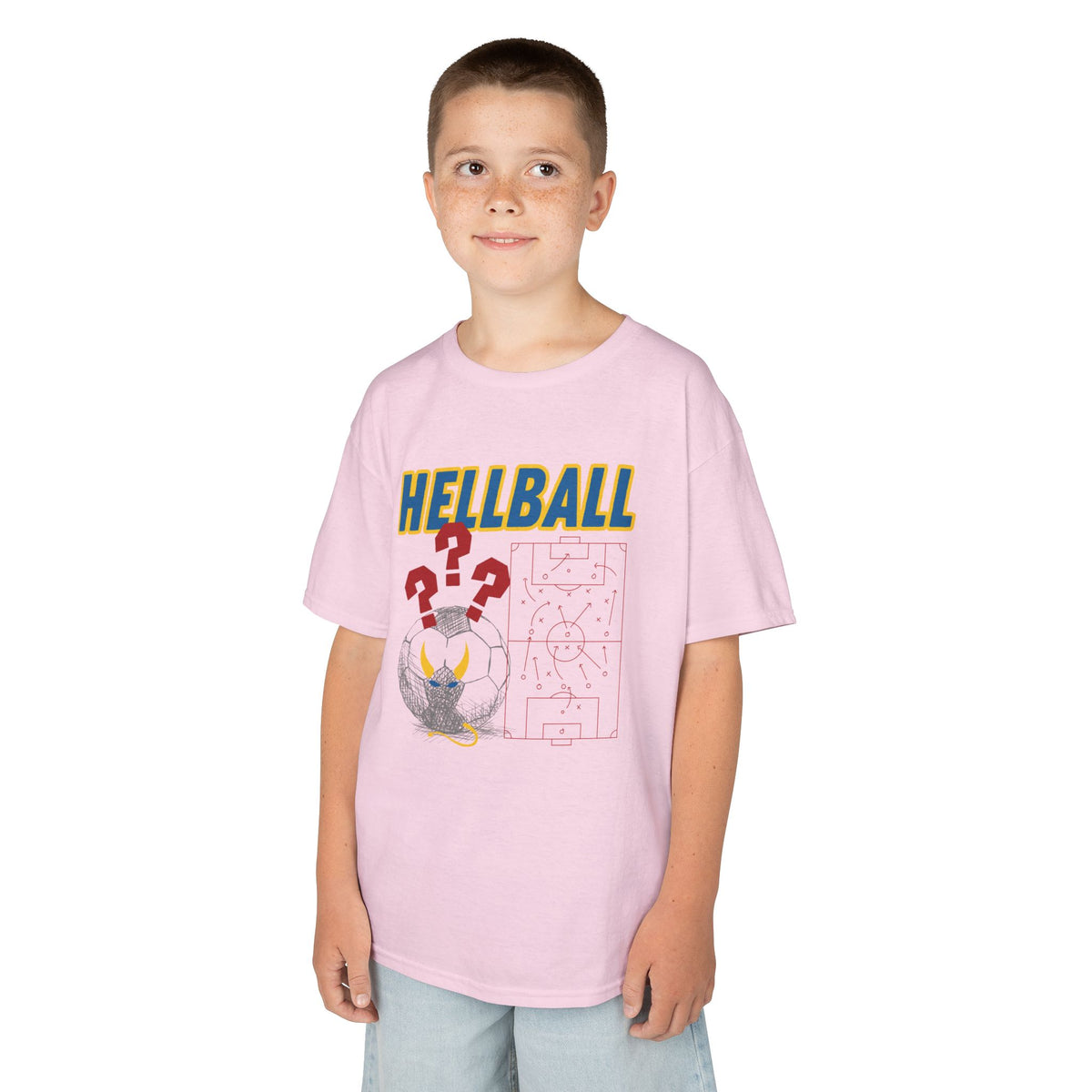 Kids T‑Shirt — "HELLBALL" Graphic Tee with Demon Ball and Game Plan