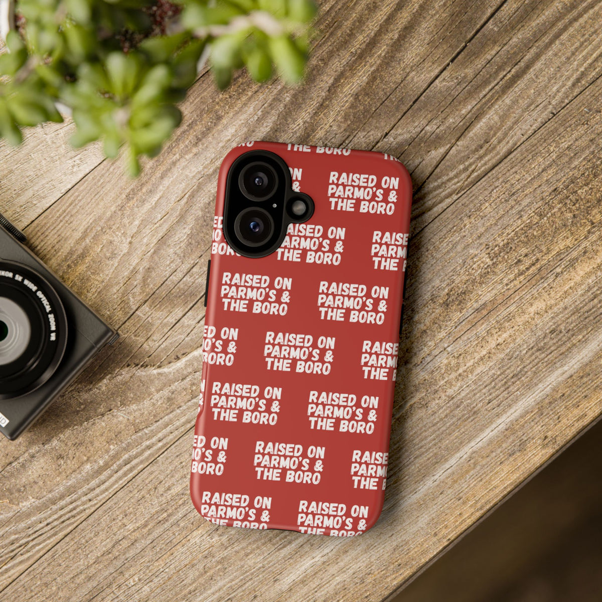 "RAISED ON PARMO'S AND THE BORO" Phone Case — Red Pattern Tough Case