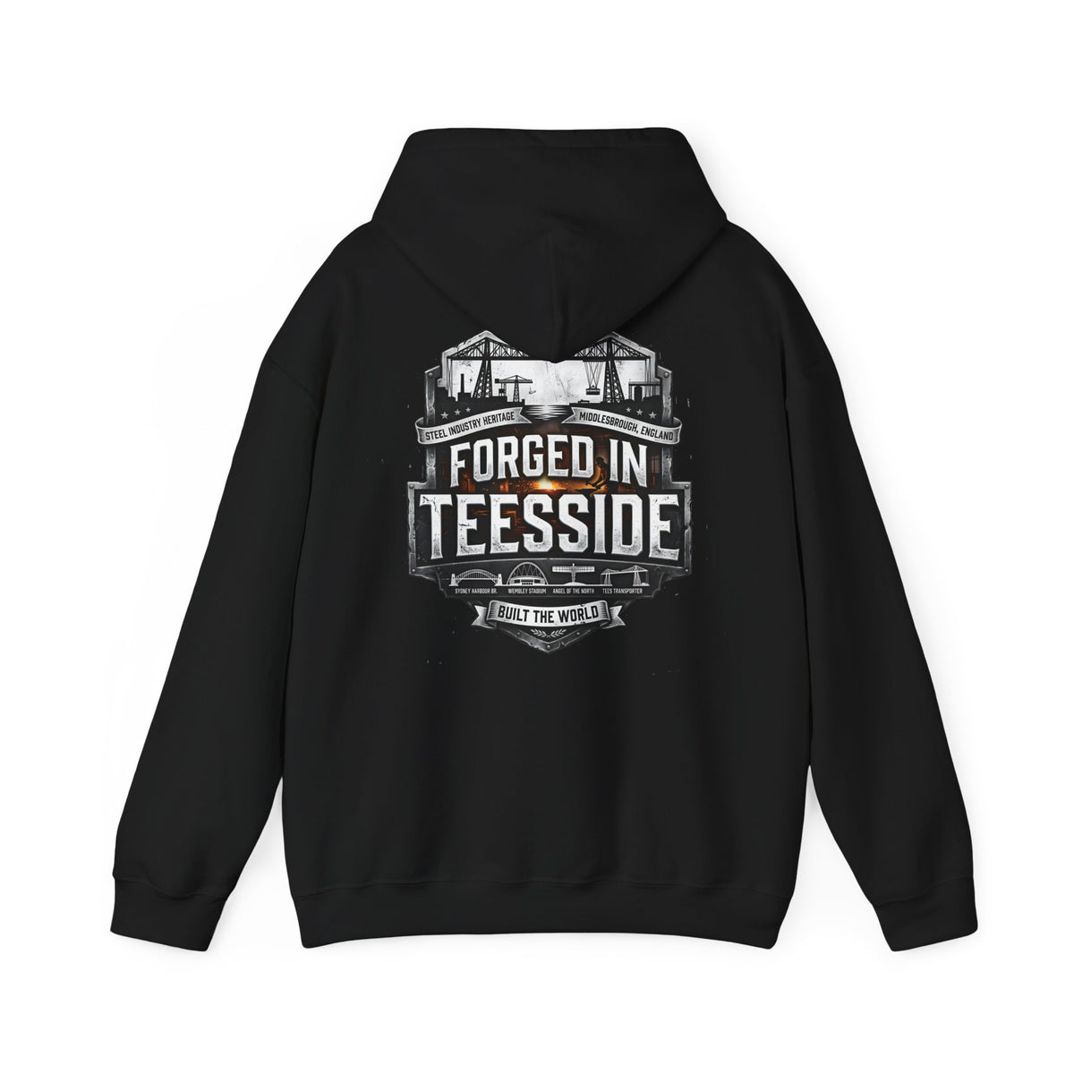 Forged in Teesside Hoodie — Industrial Teesside Pride Sweatshirt 'back print'