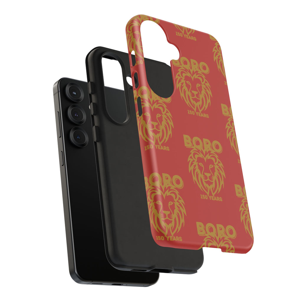 BORO Gold on red Lion Head Phone Case — Red 150 years Pattern Protective Case