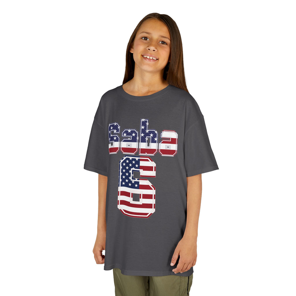 Kids Shirt 'Saba 6' American Flag BORO Shirt, Sabastian Berhalter is our Number 6 'Front print'