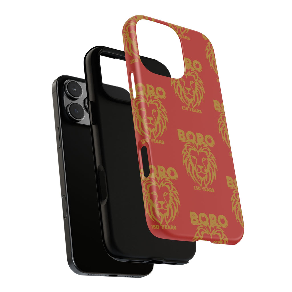 BORO Gold on red Lion Head Phone Case — Red 150 years Pattern Protective Case