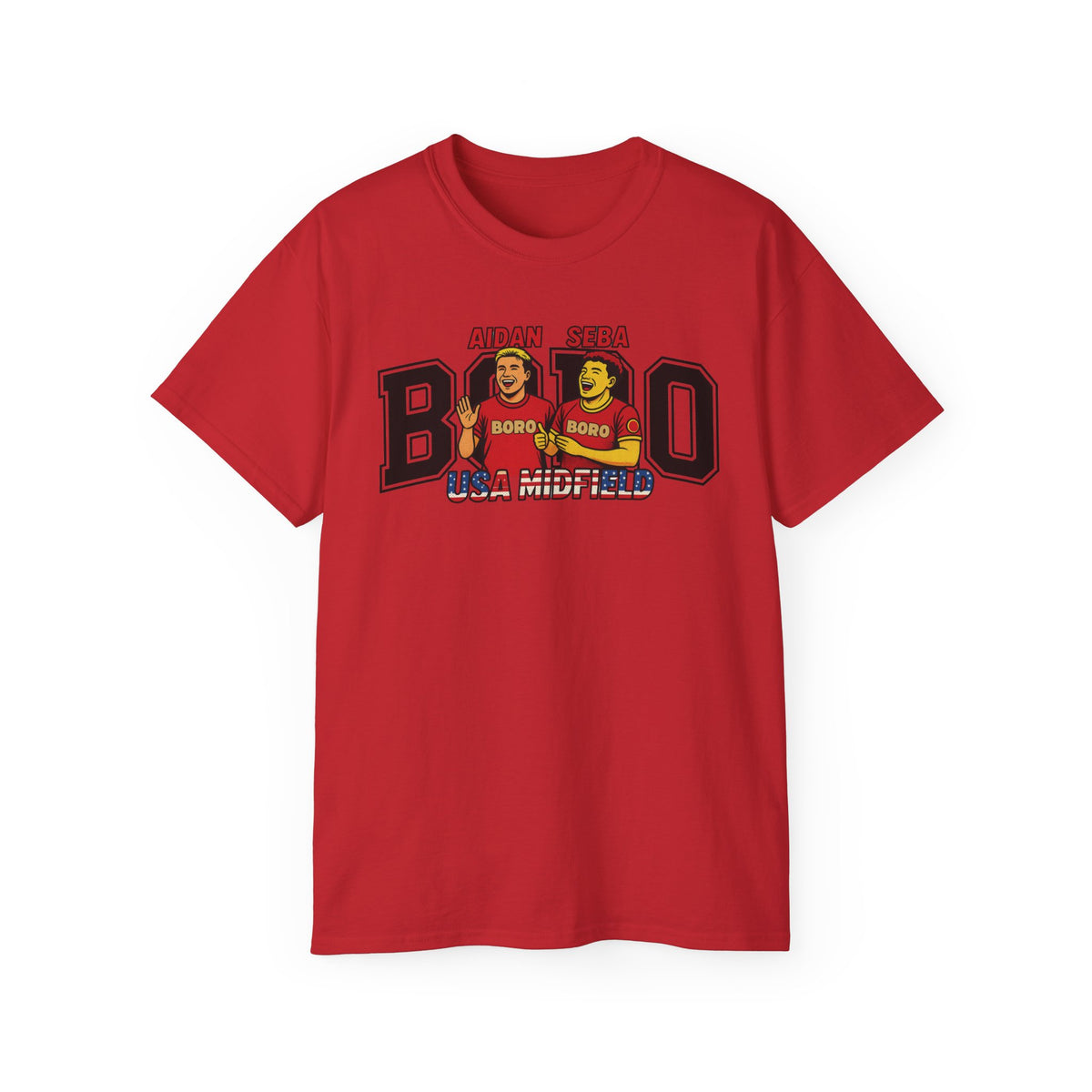 American Midfield — "Aidan & Seba, Boro's USA Midfield" Graphic T-Shirt