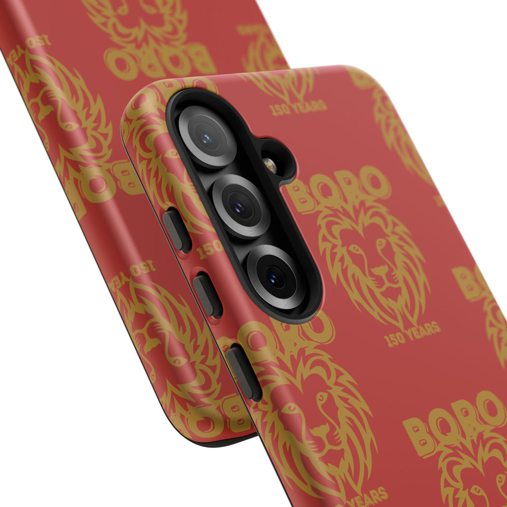 BORO Gold on red Lion Head Phone Case — Red 150 years Pattern Protective Case
