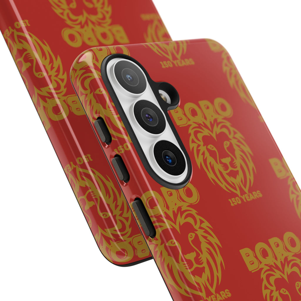 BORO Gold on red Lion Head Phone Case — Red 150 years Pattern Protective Case