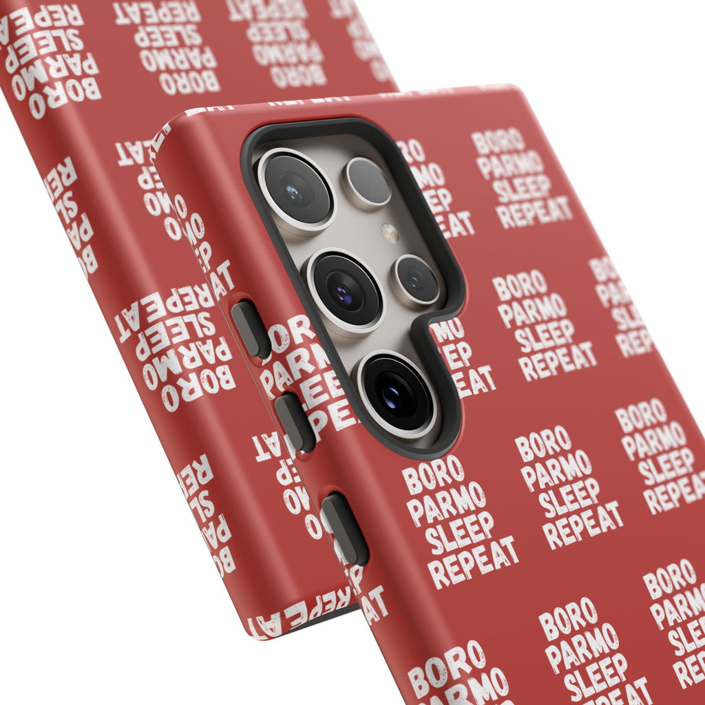 "BORO PARMO SLEEP REPEAT" Phone Case — Red Pattern Tough Case
