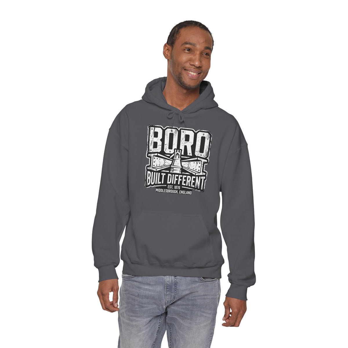 Boro Built Different Hoodie — Middlesbrough Proud Graphic Sweatshirt 'front print'