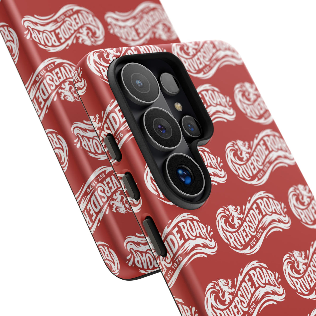 Riverside Roar Patterned Tough Case (White on Red) iPhone & Samsung