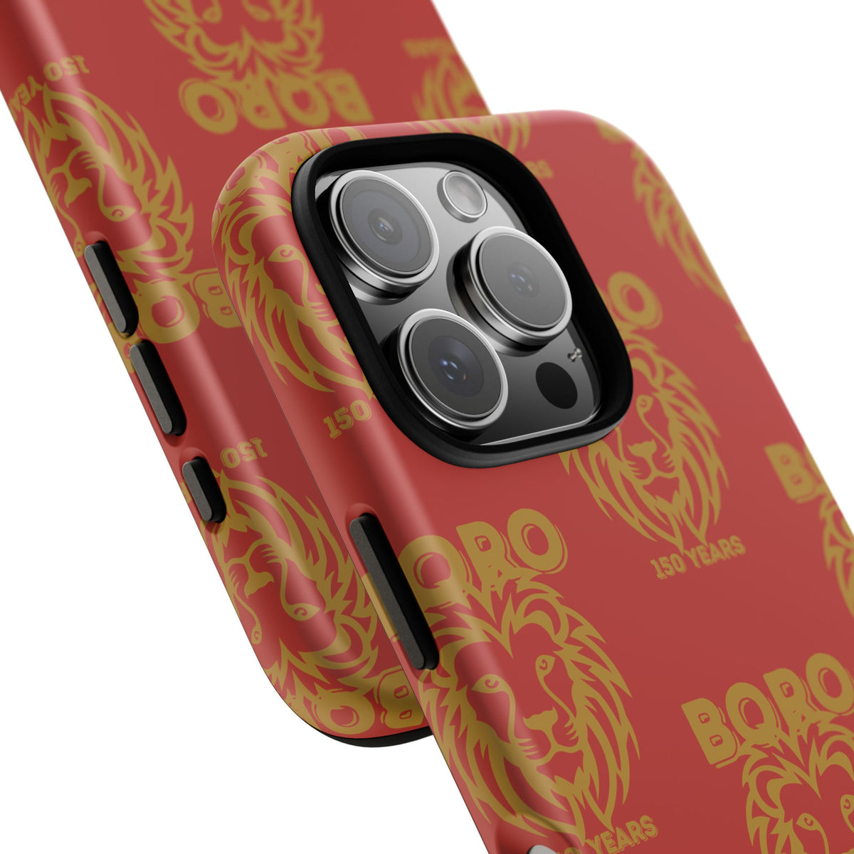 BORO Gold on red Lion Head Phone Case — Red 150 years Pattern Protective Case