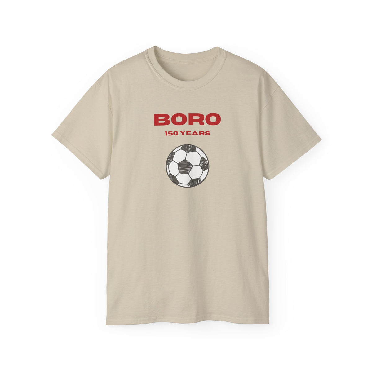 Adult Boro 150 Years Soccer Tee — Football Club Anniversary Shirt