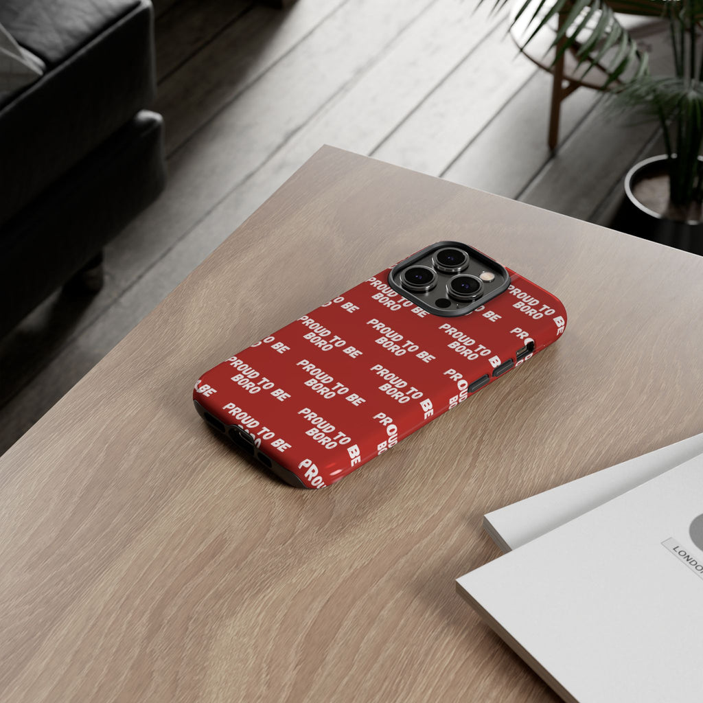 "PROUD TO BE BORO" Phone Case — Red Pattern Tough Case