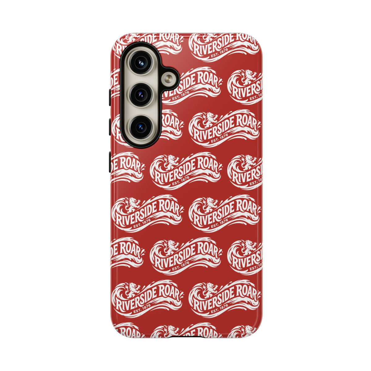 Riverside Roar Patterned Tough Case (White on Red) iPhone & Samsung