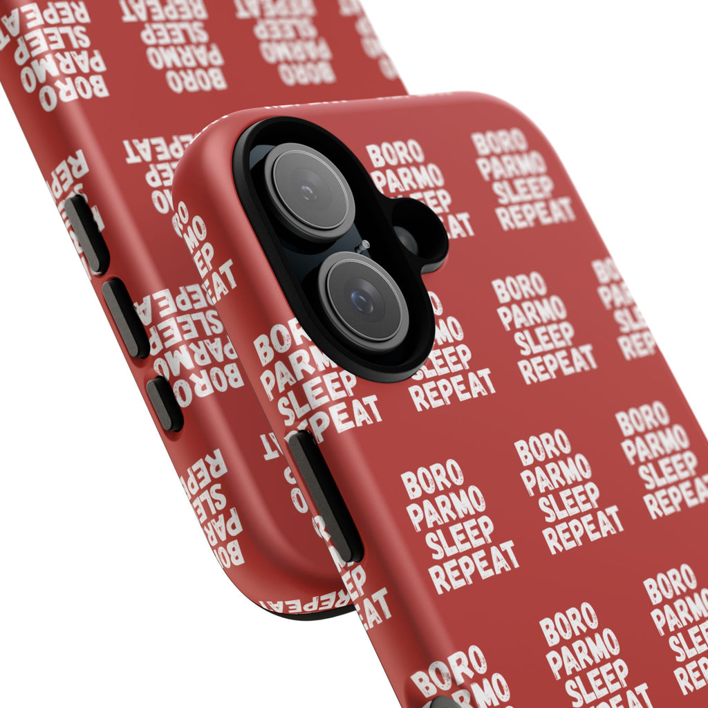 "BORO PARMO SLEEP REPEAT" Phone Case — Red Pattern Tough Case