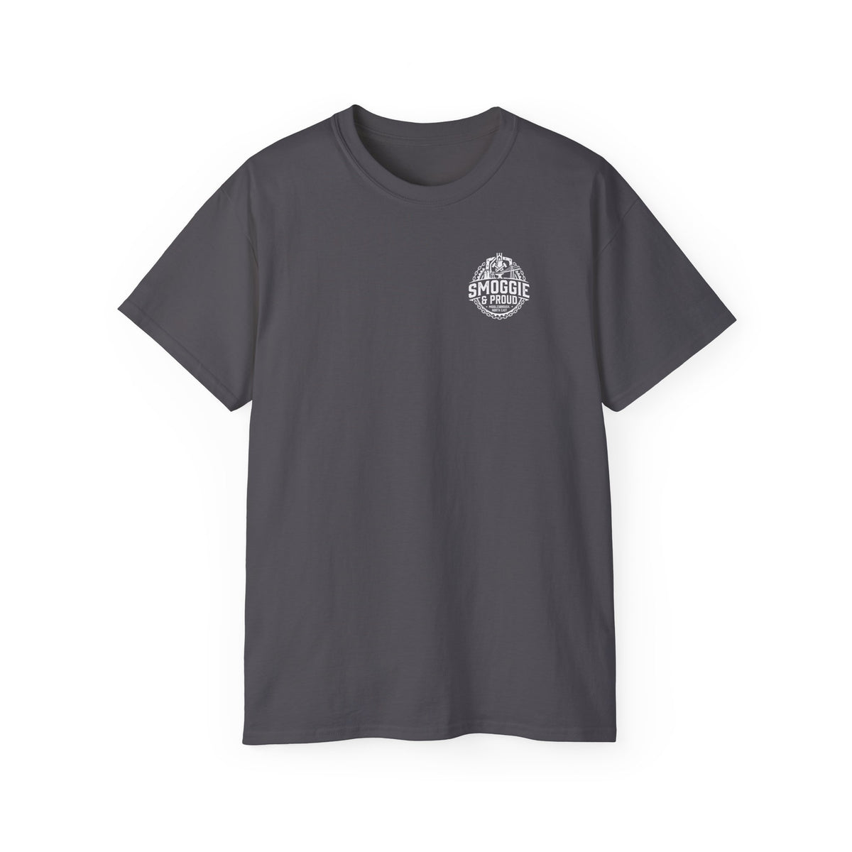 Smoggie & Proud Badge T‑Shirt — Teesside Pride Tee badge graphic