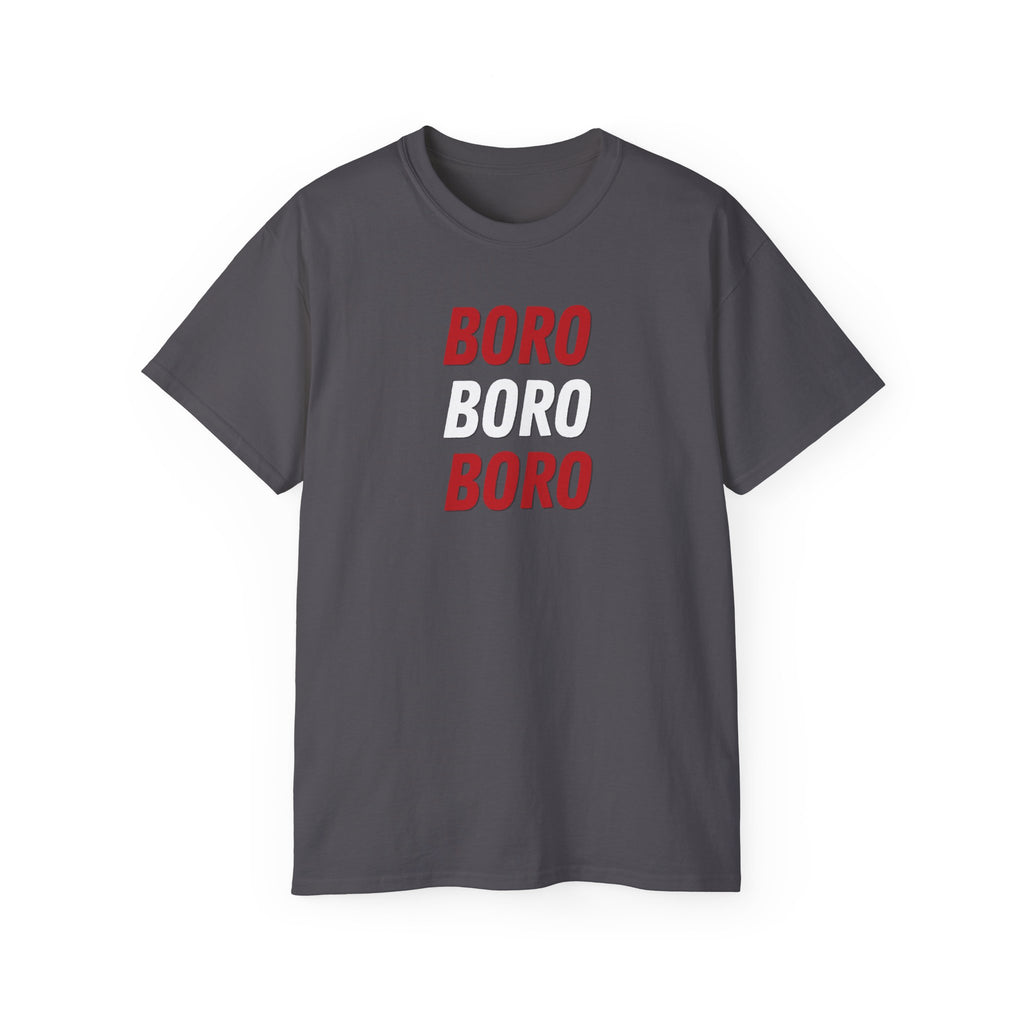 Boro Boro Boro Graphic Tee — Retro Red Logo Cotton T-Shirt