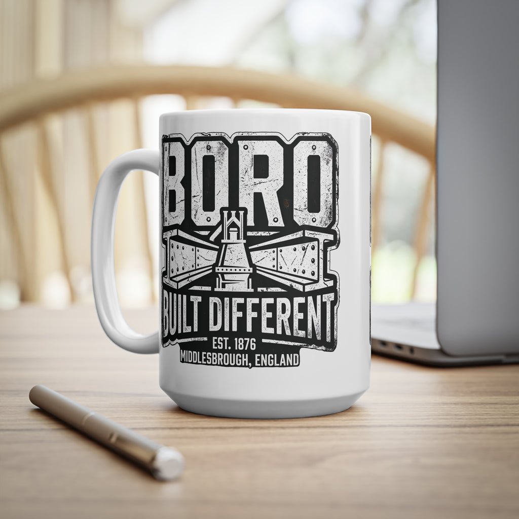 Boro Built Different Ceramic Coffee Mug — Middlesbrough Vintage Engineered Design (11oz & 15oz)