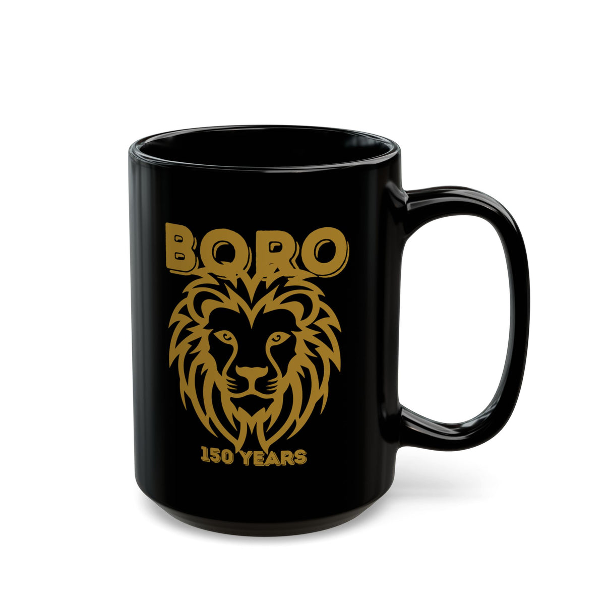 Boro Lion 150 Years Black Mug — Anniversary Commemorative Coffee Cup