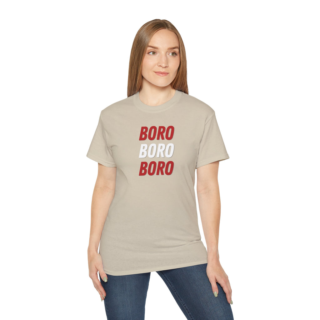 Boro Boro Boro Graphic Tee — Retro Red Logo Cotton T-Shirt