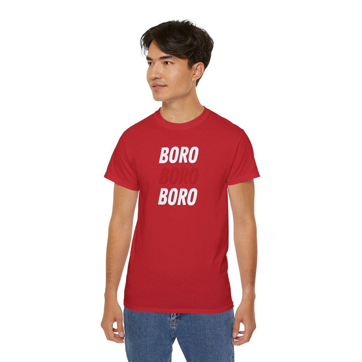 Boro Boro Boro Graphic Tee — Retro Red Logo Cotton T-Shirt