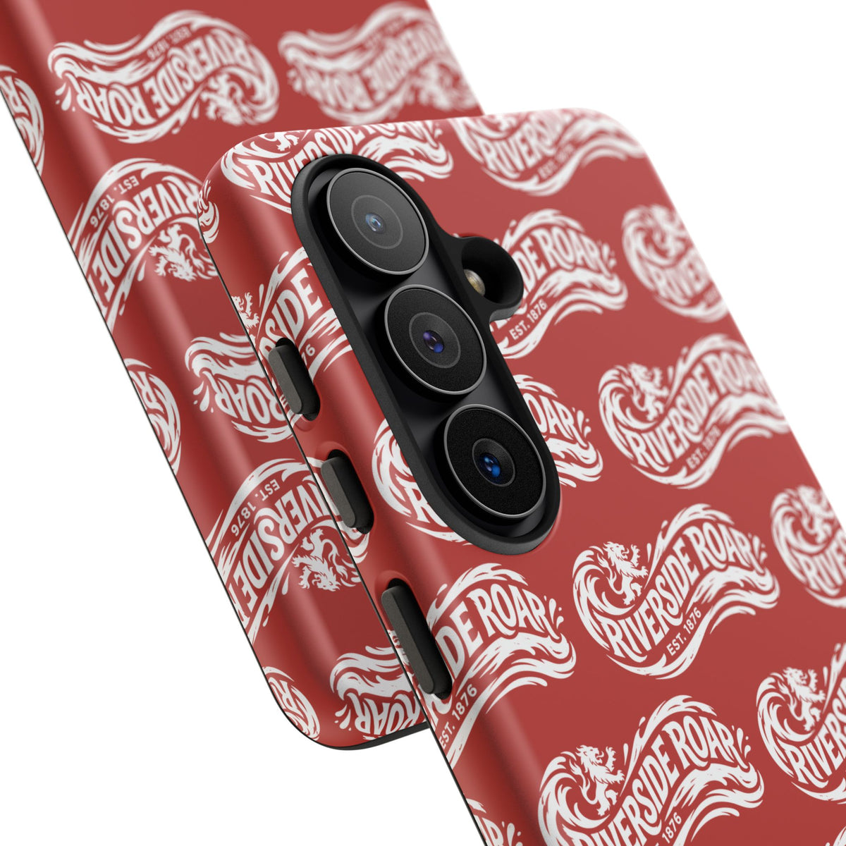 Riverside Roar Patterned Tough Case (White on Red) iPhone & Samsung