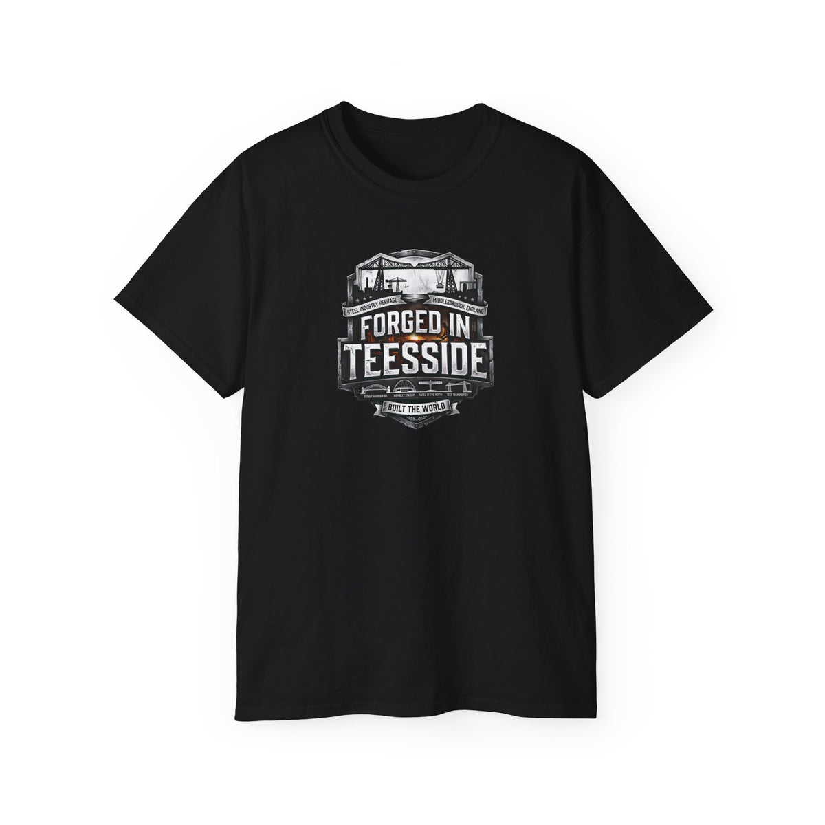 Forged in Teesside Graphic Tee, Industrial England T‑Shirt, Teesside Built The World, British Steel