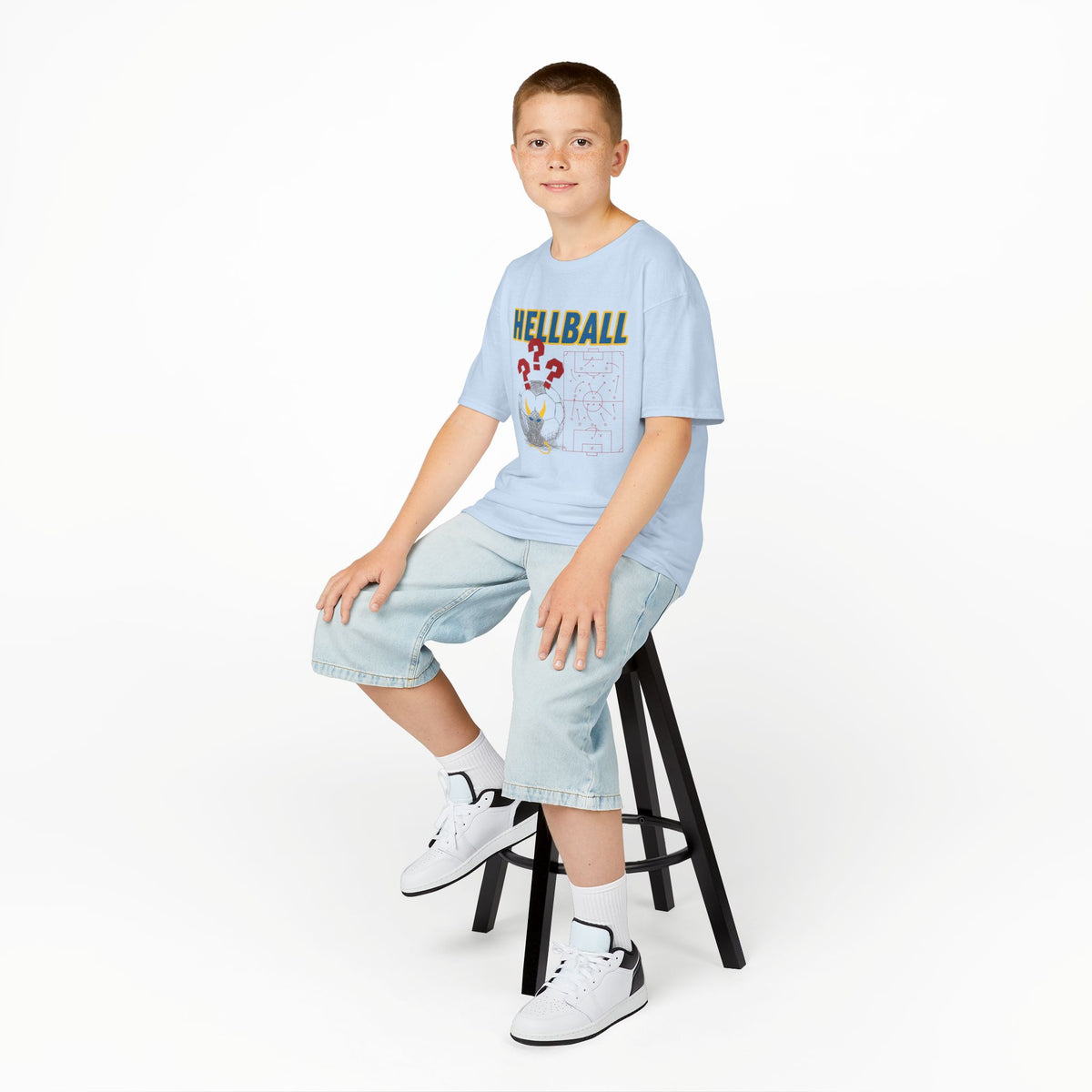 Kids T‑Shirt — "HELLBALL" Graphic Tee with Demon Ball and Game Plan
