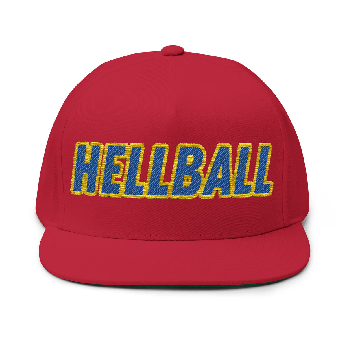 BORO Flat Bill Cap — Embroidered 'HELLBALL' Bold Font Snapback Hat