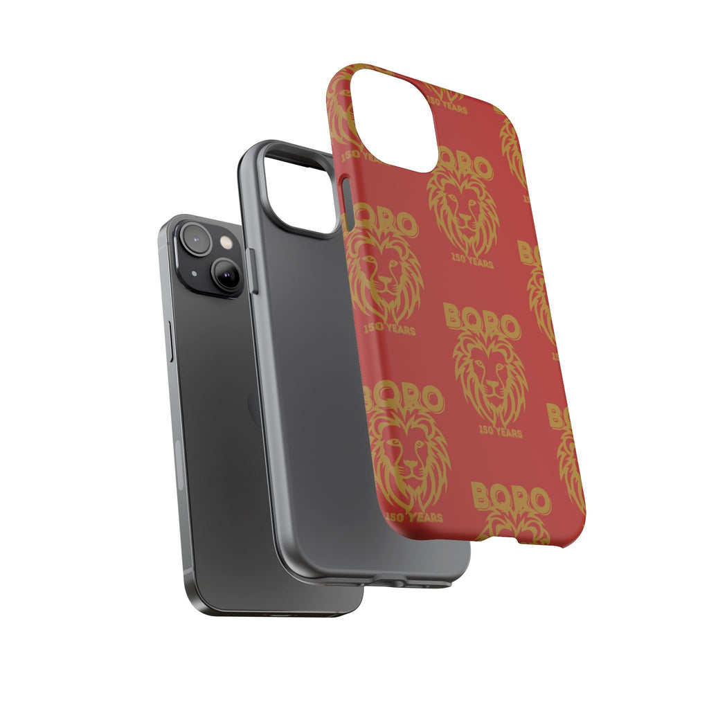 BORO Gold on red Lion Head Phone Case — Red 150 years Pattern Protective Case
