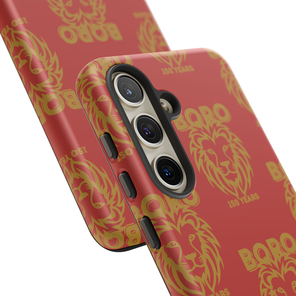 BORO Gold on red Lion Head Phone Case — Red 150 years Pattern Protective Case