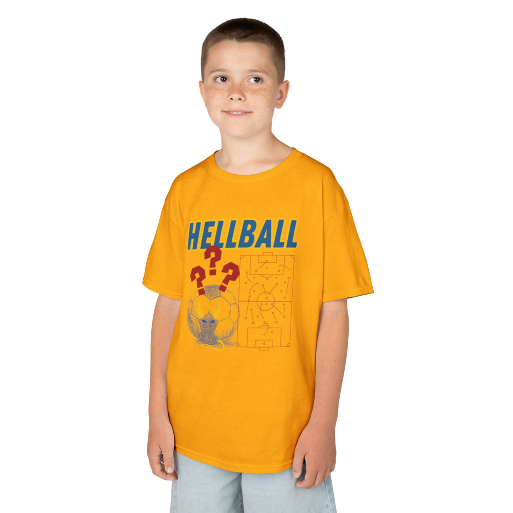 Kids T‑Shirt — "HELLBALL" Graphic Tee with Demon Ball and Game Plan