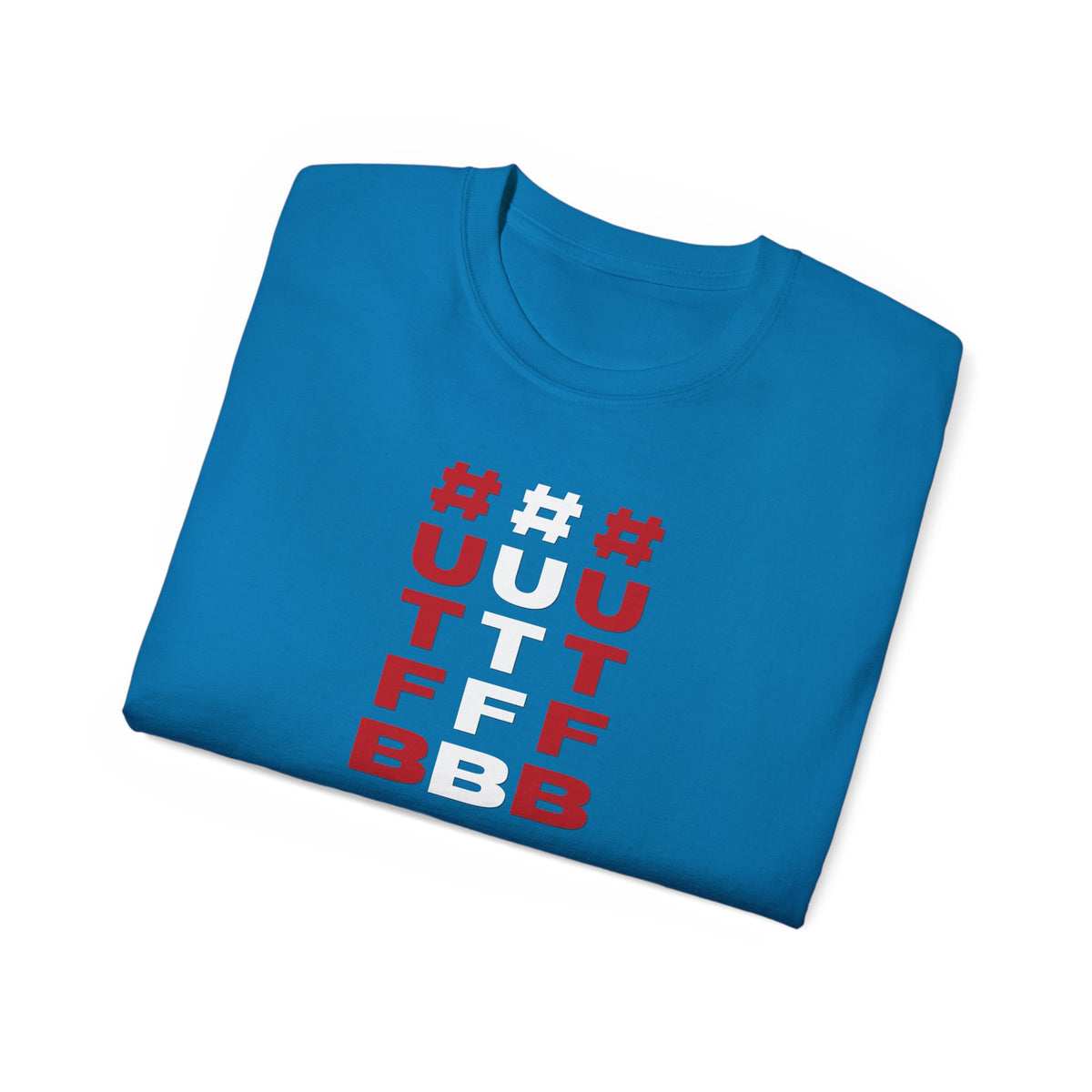 Tripple Vertical '#UTFB' Graphic Tee — Red & White Minimalist Design
