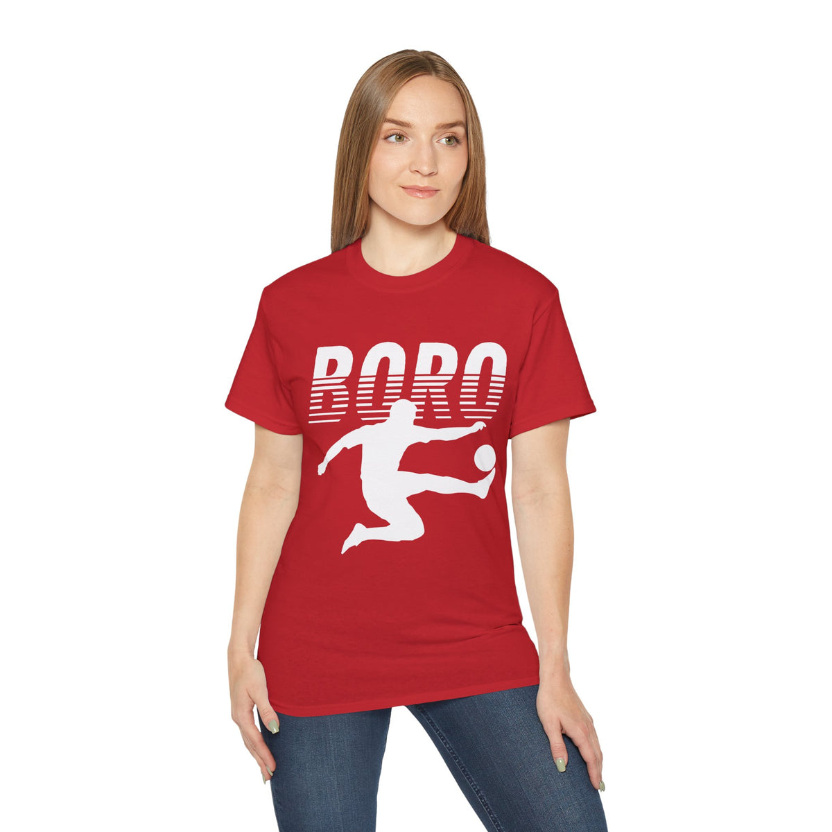 Boro Fade Footballer Tee — Silhouette Kicker Football Fan Shirt