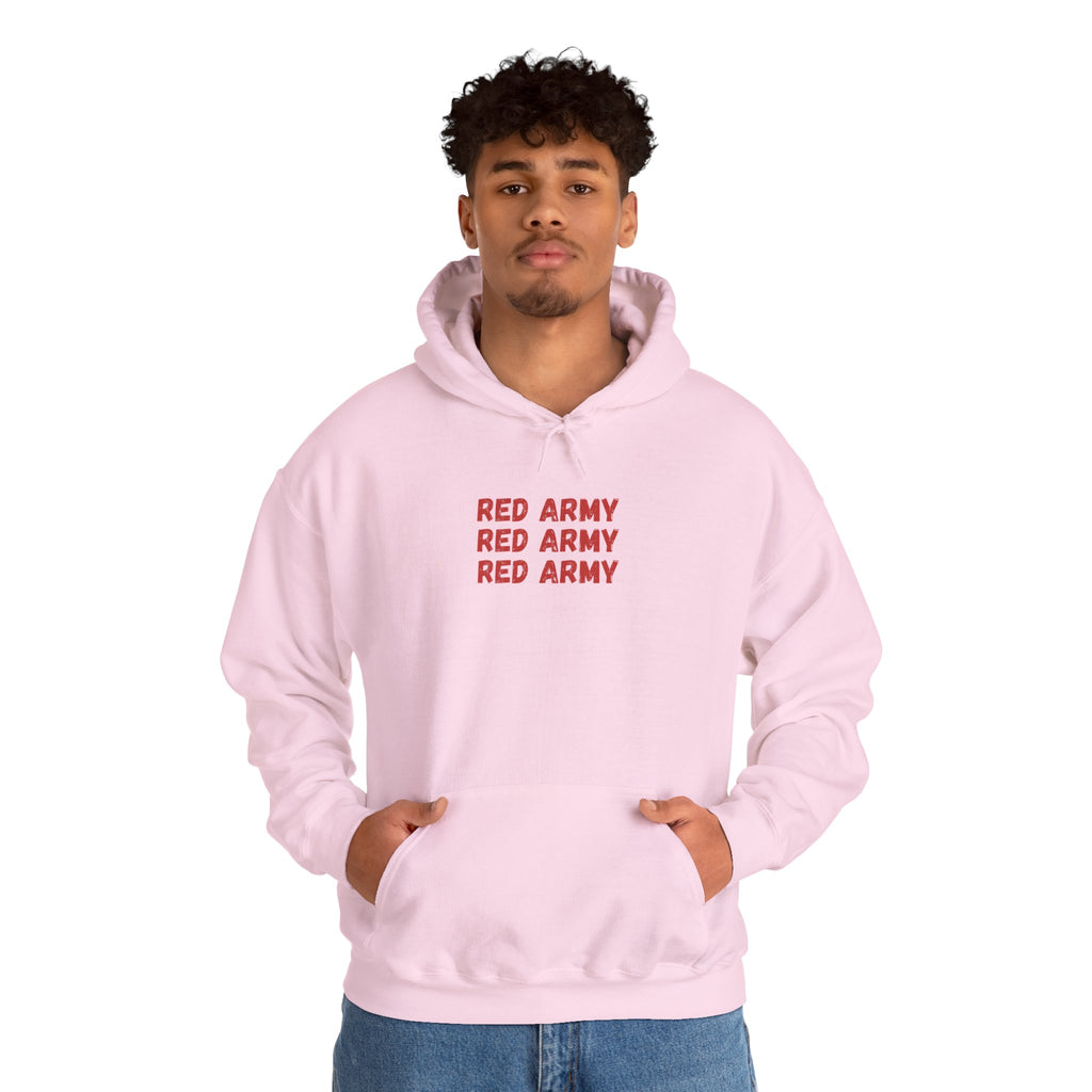 Red Army Repeating Text Hoodie — #UTB BORO STYLE 'front print only'