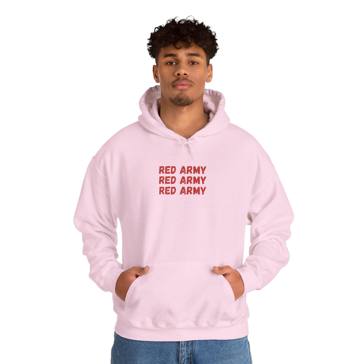 Red Army Repeating Text Hoodie — #UTB BORO STYLE 'front print only'