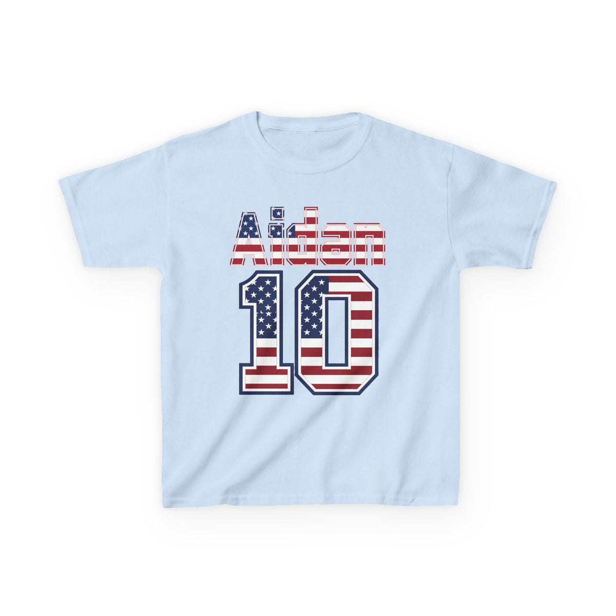 Kids Shirt 'Aiden 10' American Flag BORO Shirt, Aidan Morris is our Number 10 'Front print'