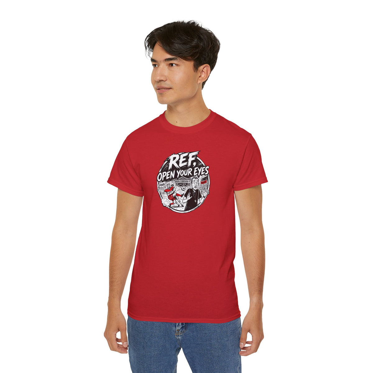 BORO T-Shirt — “Ref: Open Your Eyes” Graphic Tee (Comic-book Style Humour)
