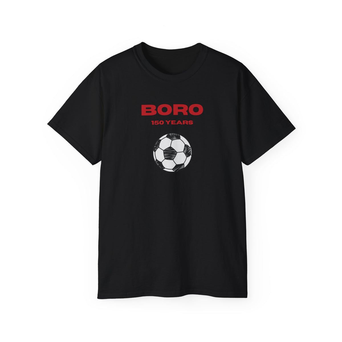 Adult Boro 150 Years Soccer Tee — Football Club Anniversary Shirt