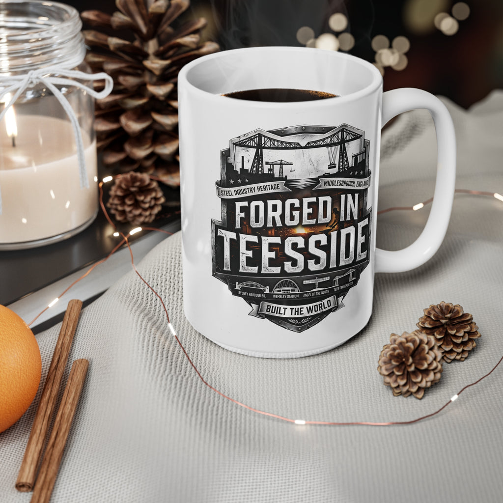 Forged in Teesside Ceramic Coffee Mug – 11oz & 15oz Middlesbrough Industrial Heritage Gift