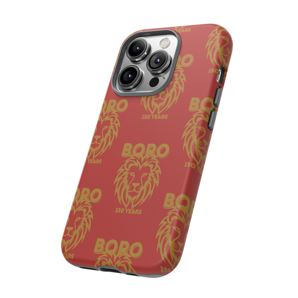 BORO Gold on red Lion Head Phone Case — Red 150 years Pattern Protective Case