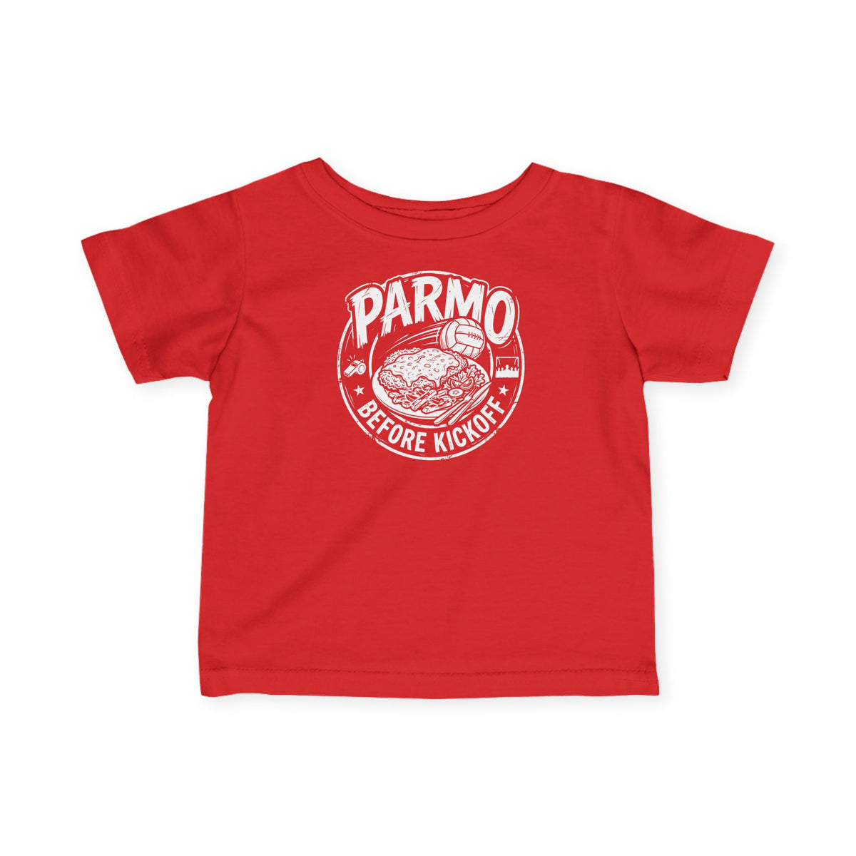 Infant Tee — "Parmo Before Kickoff" Baby BORO Parmo Shirt
