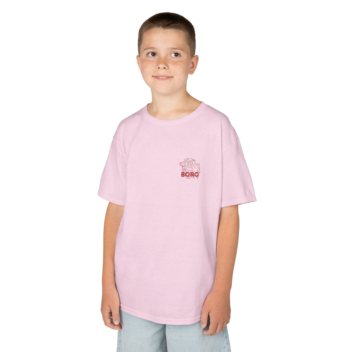 BORO Kids Tee — Cute Red ‘BORO’ Lion Chest Graphic