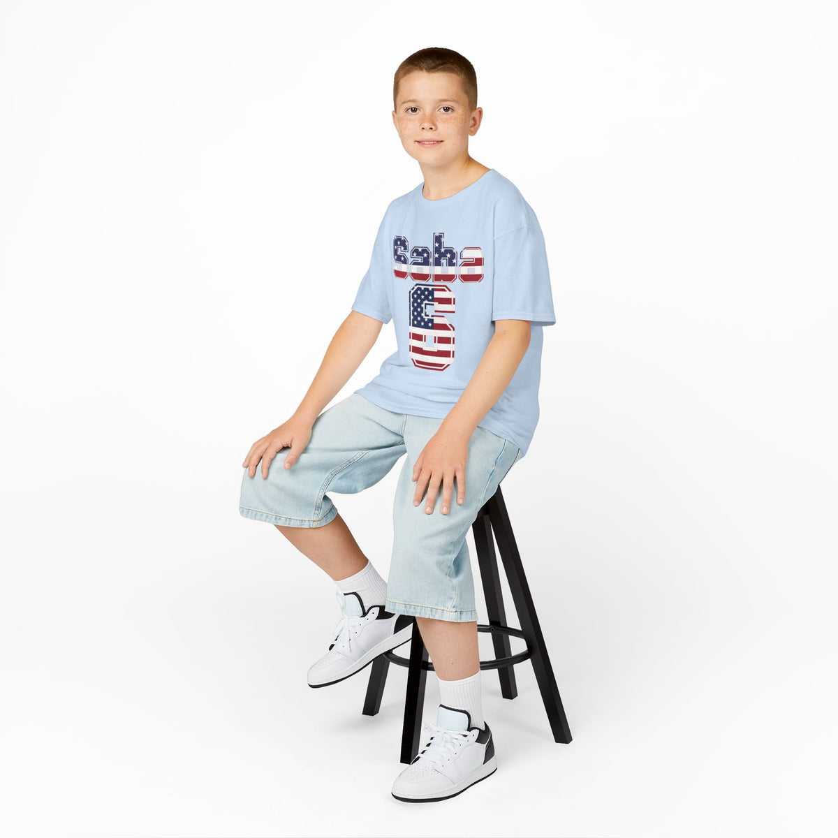 Kids Shirt 'Saba 6' American Flag BORO Shirt, Sabastian Berhalter is our Number 6 'Front print'