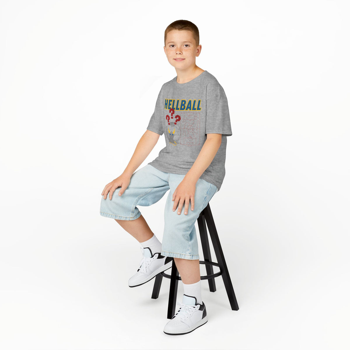 Kids T‑Shirt — "HELLBALL" Graphic Tee with Demon Ball and Game Plan