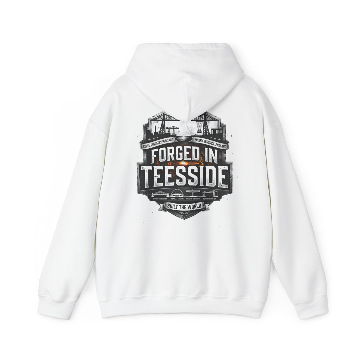 Forged in Teesside Hoodie — Industrial Teesside Pride Sweatshirt 'back print'