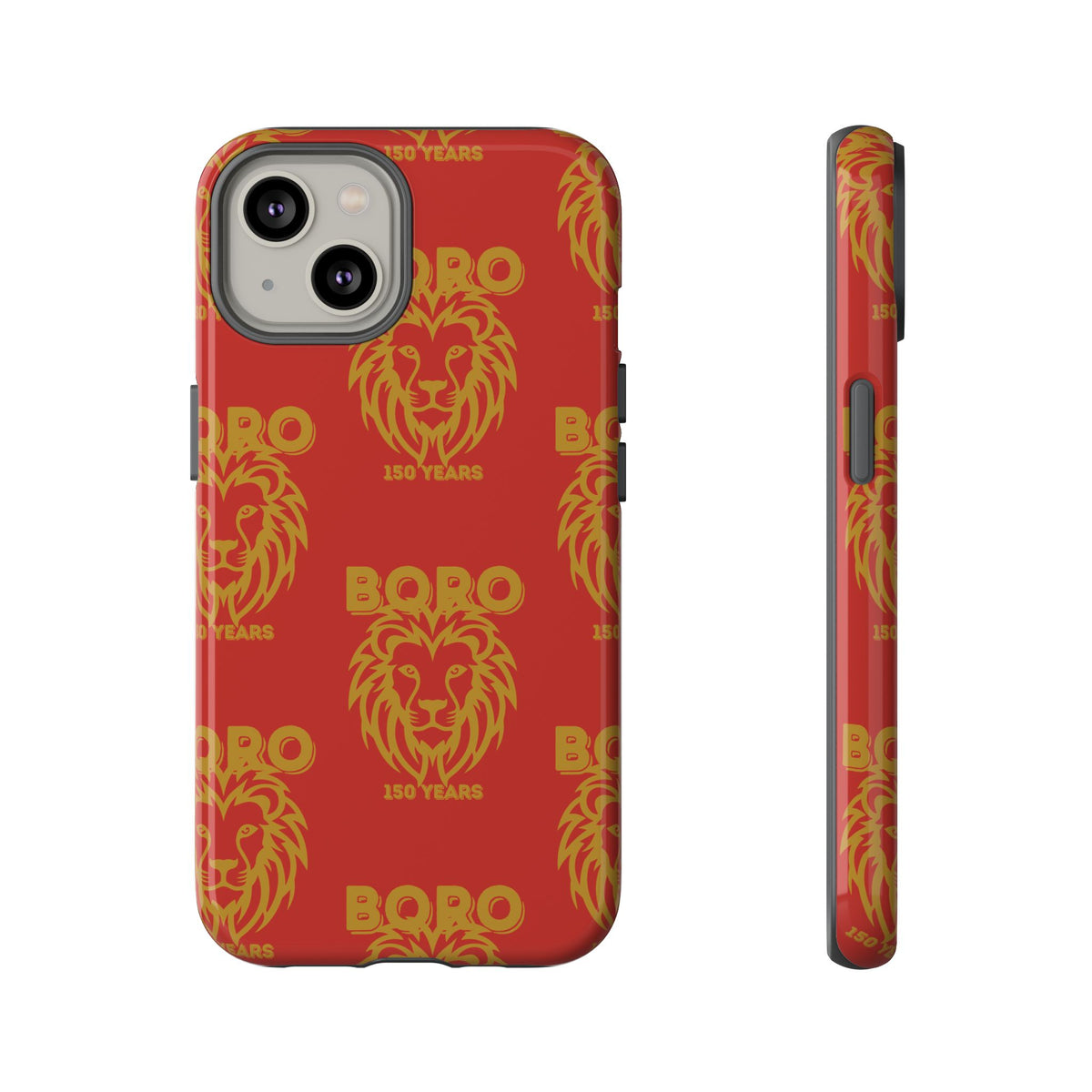 BORO Gold on red Lion Head Phone Case — Red 150 years Pattern Protective Case