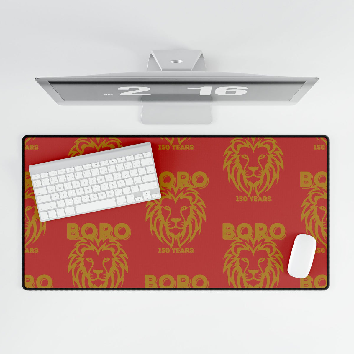 BORO Lion Head Red Desk Mat — Large Gaming & Office Desk Pad