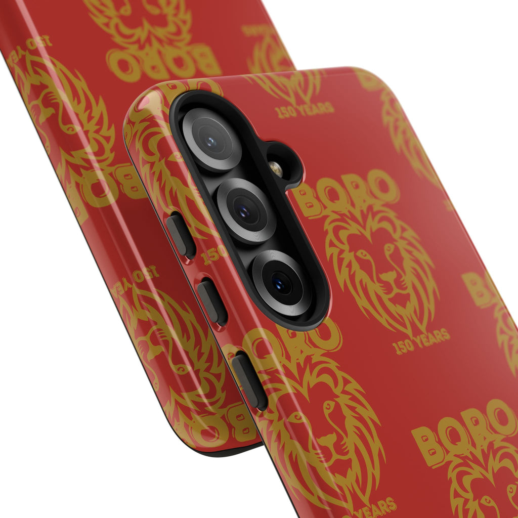 BORO Gold on red Lion Head Phone Case — Red 150 years Pattern Protective Case